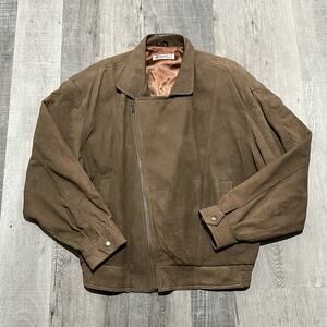 Vintage Philippe Monet Bomber Style Suede Leather Jacket Satin Lined Mens Size M